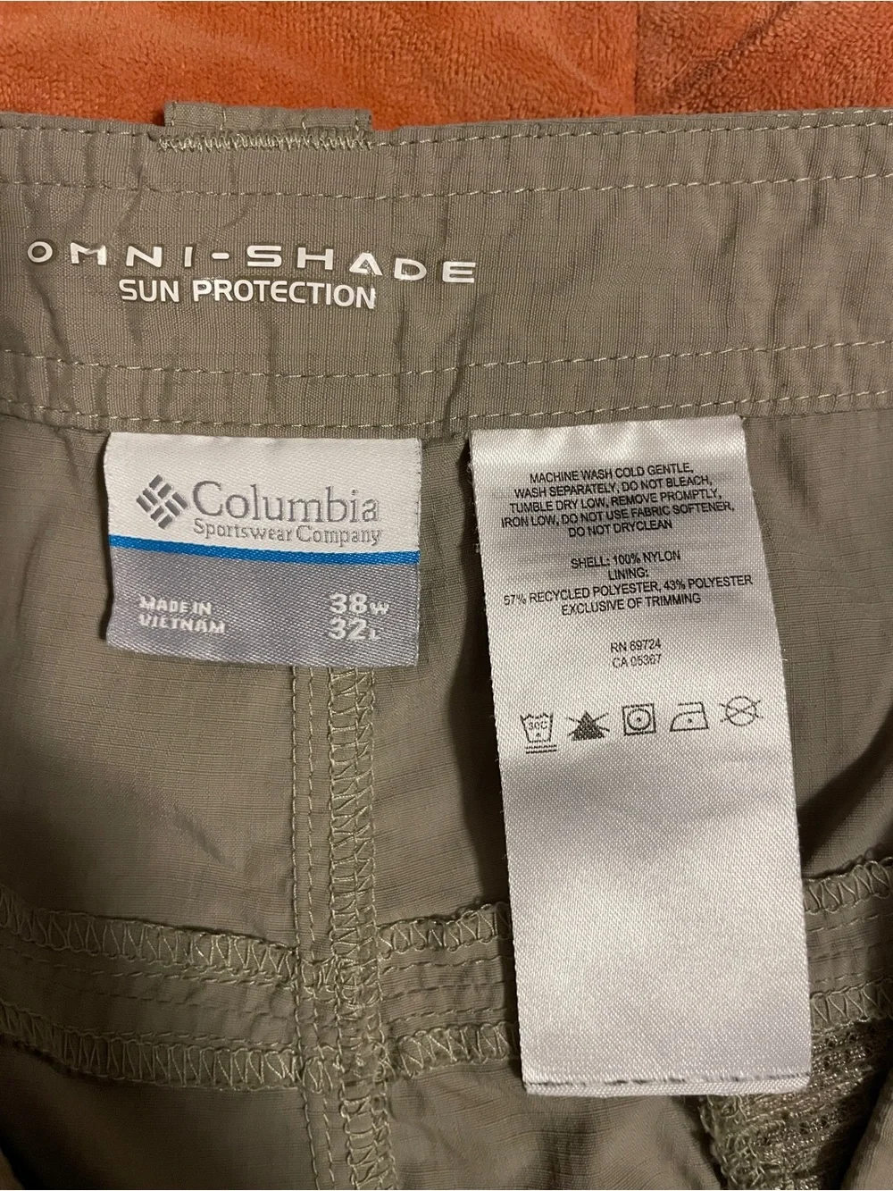 Columbia Convertible Hiking Trekking Outdoor Pants 38x32 Men's